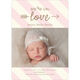 Light Pink Stripe Love Photo Birth Announcements Image 5 of 6